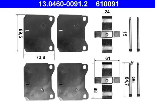 Handler.Part Accessory kit, disc brake pads ATE 13046000912 1