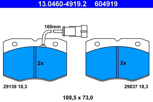 Handler.Part Brake pad set, disc brake ATE 13046049192 1