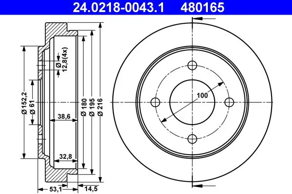 Handler.Part Brake drum ATE 24021800431 1