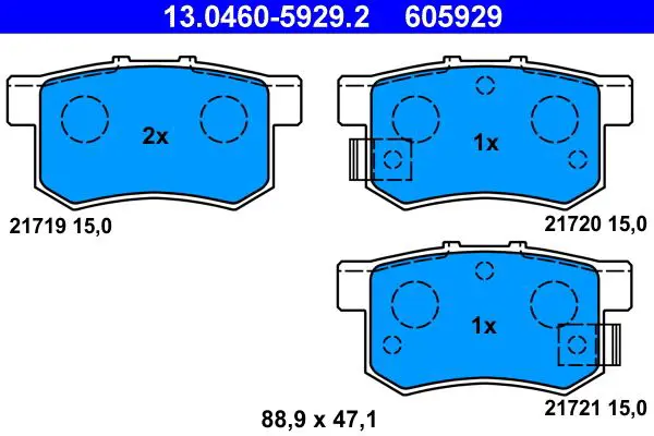 Handler.Part Brake pad set, disc brake ATE 13046059292 1