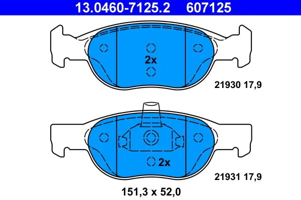 Handler.Part Brake pad set, disc brake ATE 13046071252 1