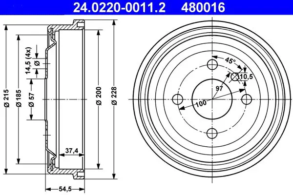 Handler.Part Brake drum ATE 24022000112 1