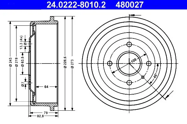 Handler.Part Brake drum ATE 24022280102 1