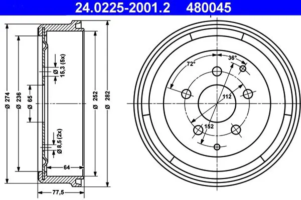 Handler.Part Brake drum ATE 24022520012 1