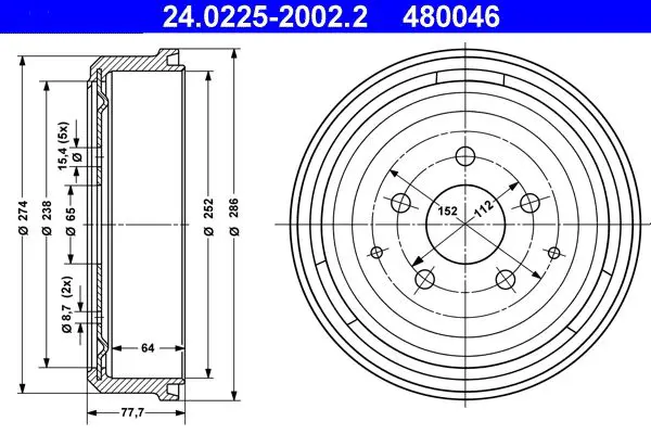 Handler.Part Brake drum ATE 24022520022 1