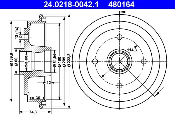 Handler.Part Brake drum ATE 24021800421 1