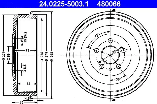 Handler.Part Brake drum ATE 24022550031 1