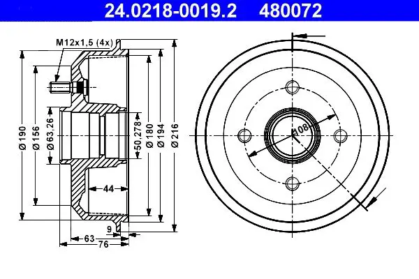 Handler.Part Brake drum ATE 24021800192 1