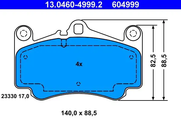 Handler.Part Brake pad set, disc brake ATE 13046049992 1