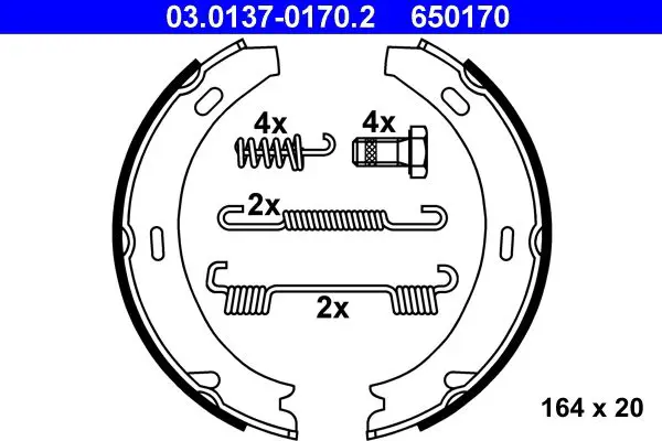 Handler.Part Brake shoe set, parking brake ATE 03013701702 1