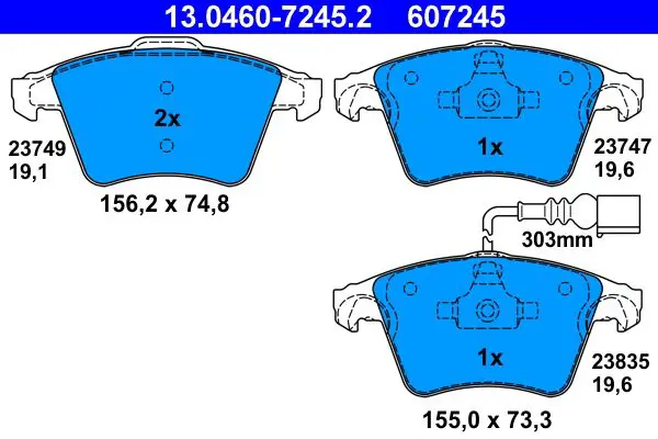 Handler.Part Brake pad set, disc brake ATE 13046072452 1