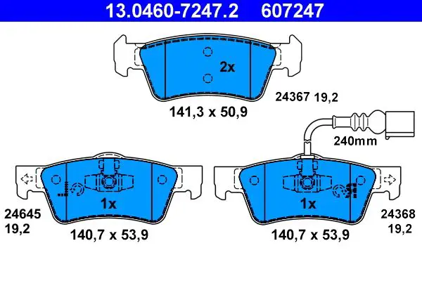 Handler.Part Brake pad set, disc brake ATE 13046072472 1