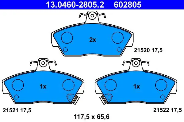 Handler.Part Brake pad set, disc brake ATE 13046028052 1