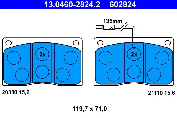 Handler.Part Brake pad set, disc brake ATE 13046028242 1