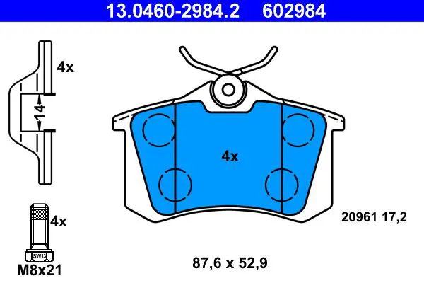 Handler.Part Brake pad set, disc brake ATE 13046029842 1