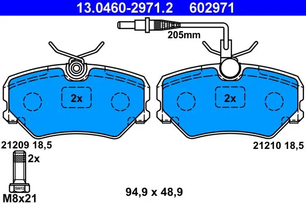 Handler.Part Brake pad set, disc brake ATE 13046029712 1