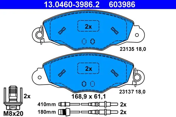 Handler.Part Brake pad set, disc brake ATE 13046039862 1