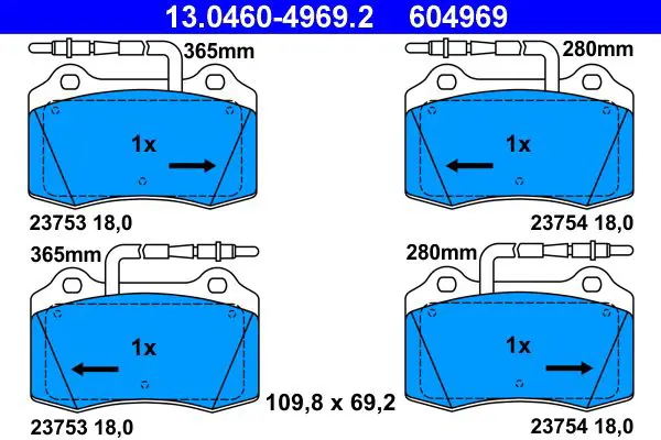 Handler.Part Brake pad set, disc brake ATE 13046049692 1