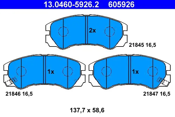 Handler.Part Brake pad set, disc brake ATE 13046059262 1