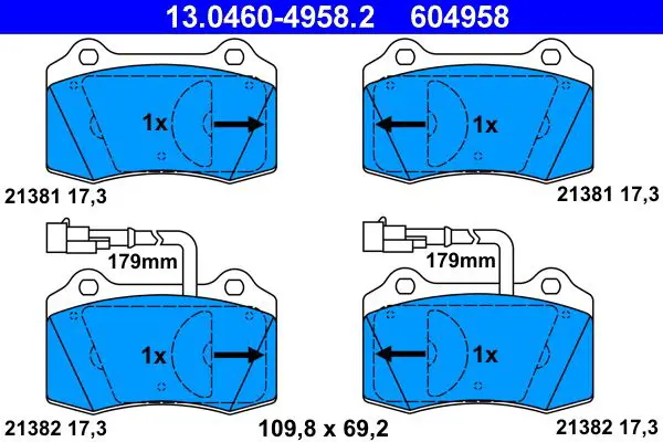 Handler.Part Brake pad set, disc brake ATE 13046049582 1