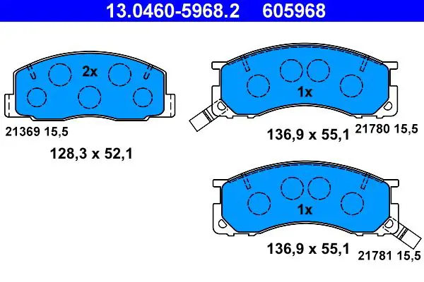 Handler.Part Brake pad set, disc brake ATE 13046059682 1