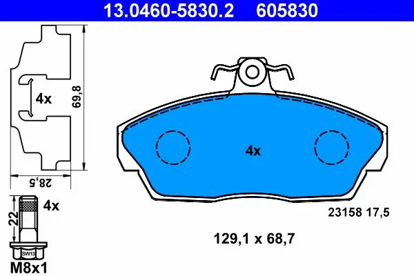 Handler.Part Brake pad set, disc brake ATE 13046058302 1