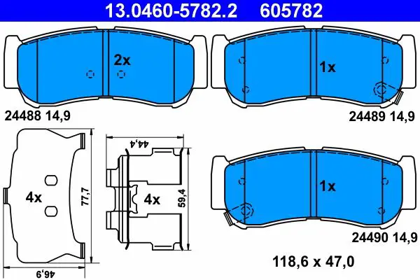 Handler.Part Brake pad set, disc brake ATE 13046057822 1