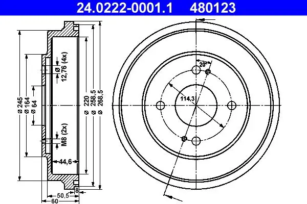 Handler.Part Brake drum ATE 24022200011 1