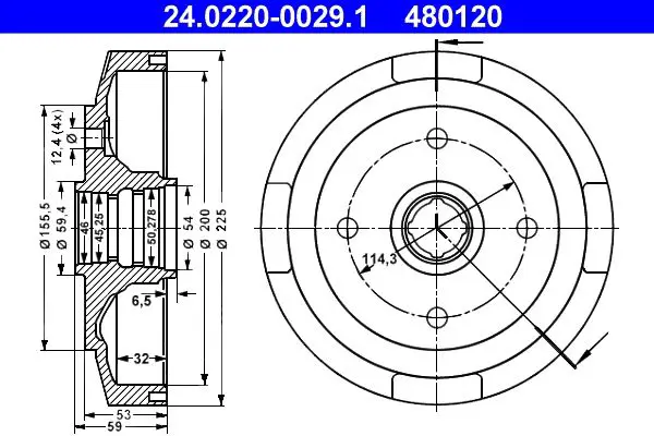 Handler.Part Brake drum ATE 24022000291 1