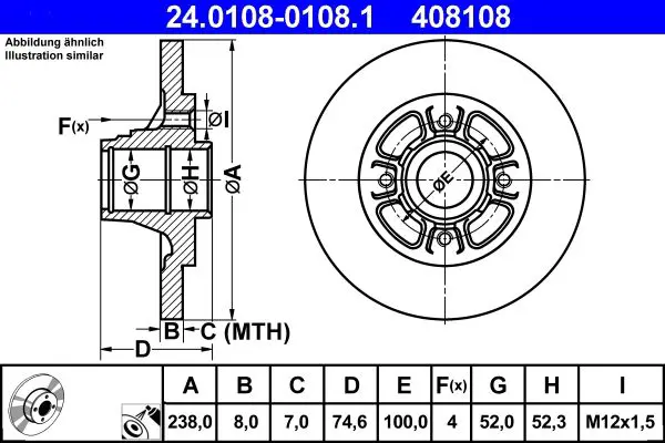 Handler.Part Brake disc ATE 24010801081 1