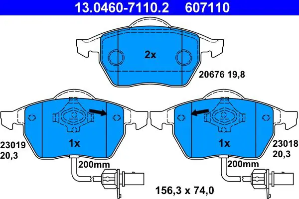 Handler.Part Brake pad set, disc brake ATE 13046071102 1