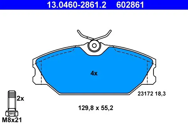 Handler.Part Brake pad set, disc brake ATE 13046028612 1