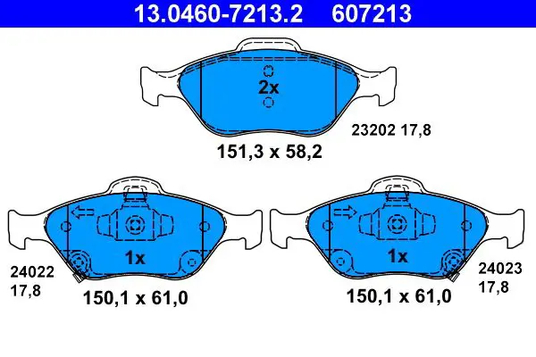 Handler.Part Brake pad set, disc brake ATE 13046072132 1