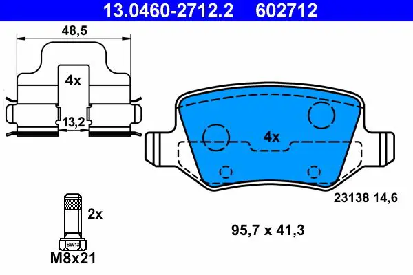 Handler.Part Brake pad set, disc brake ATE 13046027122 1