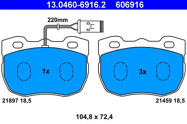 Handler.Part Brake pad set, disc brake ATE 13046069162 1