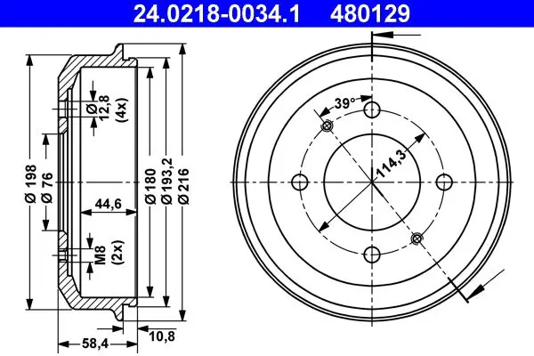 Handler.Part Brake drum ATE 24021800341 1