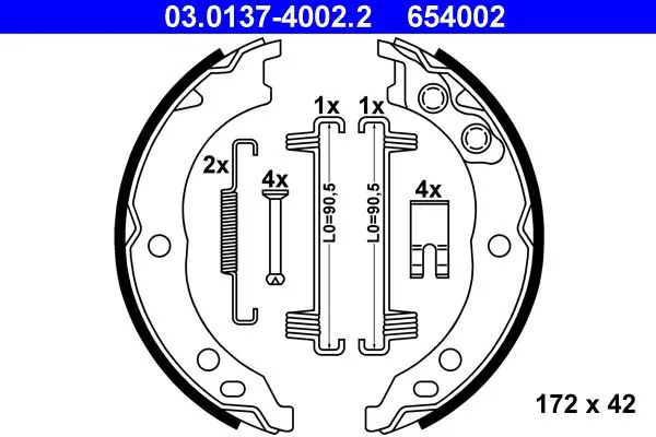 Handler.Part Brake shoe set, parking brake ATE 03013740022 1