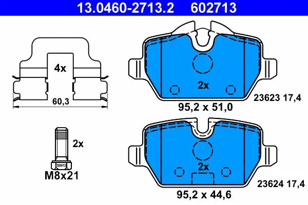 Handler.Part Brake pad set, disc brake ATE 13046027132 1