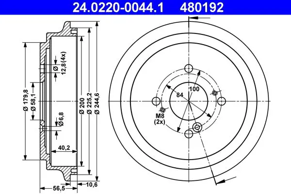 Handler.Part Brake drum ATE 24022000441 1