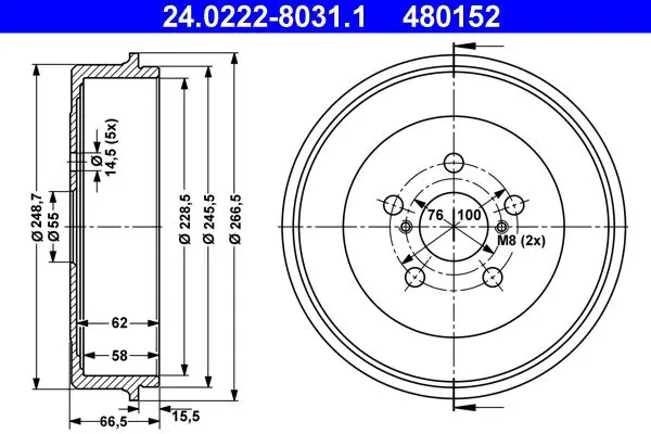 Handler.Part Brake drum ATE 24022280311 1