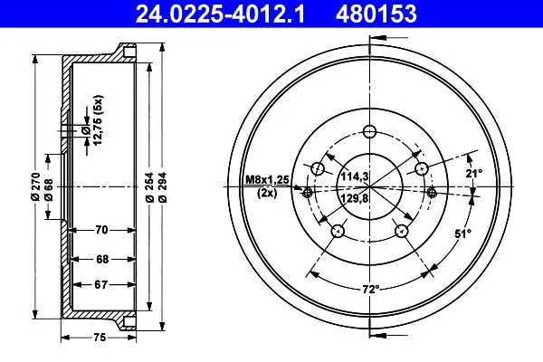 Handler.Part Brake drum ATE 24022540121 1