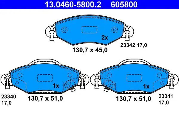 Handler.Part Brake pad set, disc brake ATE 13046058002 1