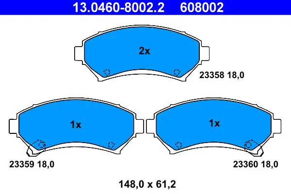 Handler.Part Brake pad set, disc brake ATE 13046080022 1