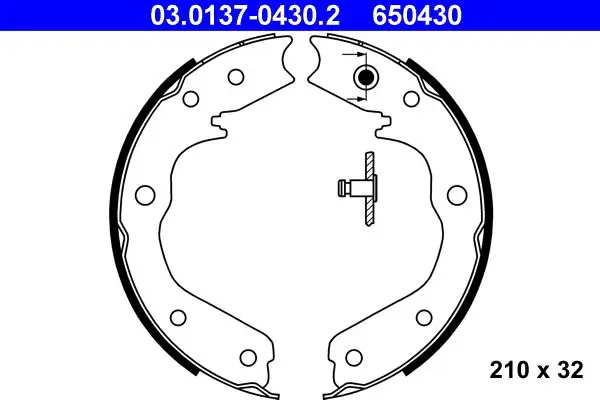 Handler.Part Brake shoe set, parking brake ATE 03013704302 1