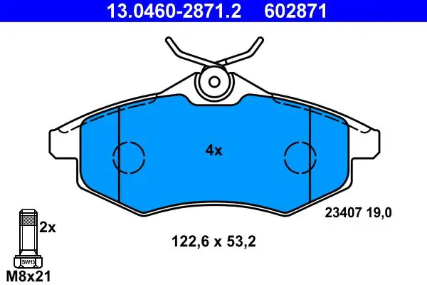 Handler.Part Brake pad set, disc brake ATE 13046028712 1