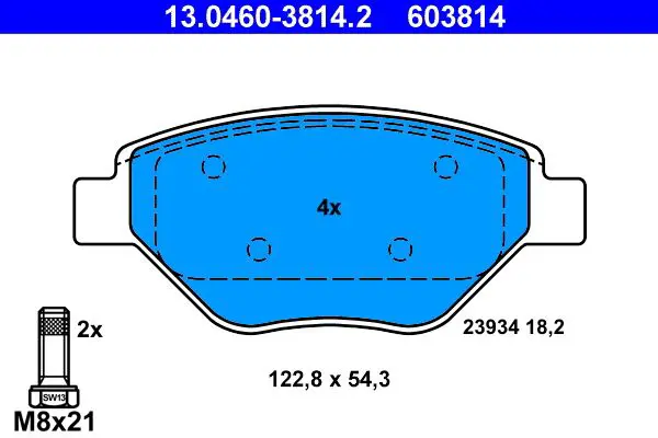 Handler.Part Brake pad set, disc brake ATE 13046038142 1