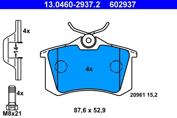 Handler.Part Brake pad set, disc brake ATE 13046029372 1