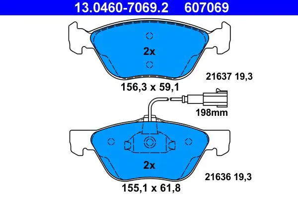 Handler.Part Brake pad set, disc brake ATE 13046070692 1