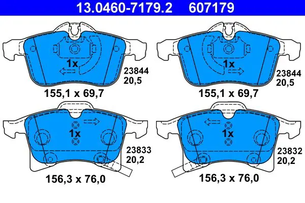 Handler.Part Brake pad set, disc brake ATE 13046071792 1