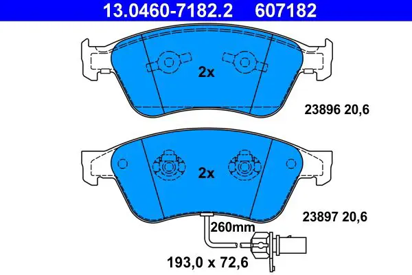 Handler.Part Brake pad set, disc brake ATE 13046071822 1